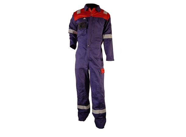 Bulldog kjeledress, blå/rød, str. 46 Med knapper, flammehemmende 