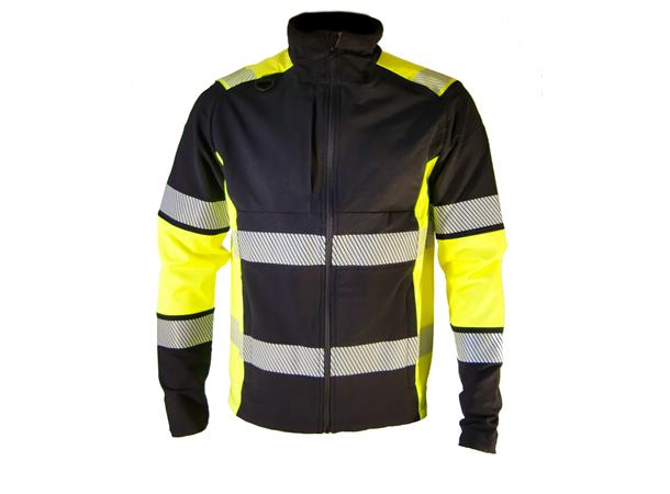 Bulldog jakke, svart/gul, str. XL Stretch, refleks 
