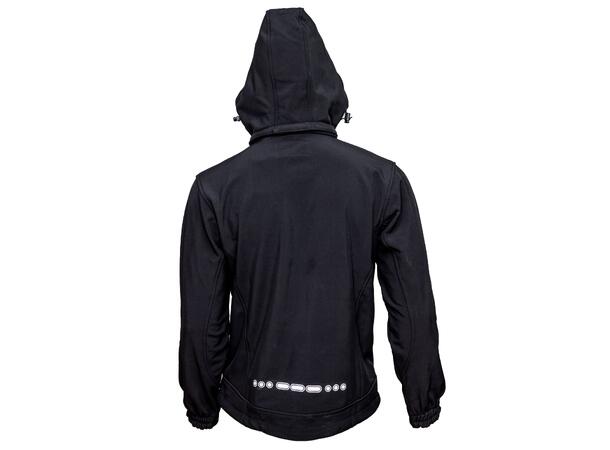 Bulldog softshelljakke, svart, str. L Vannavisende og avtagbar hette 