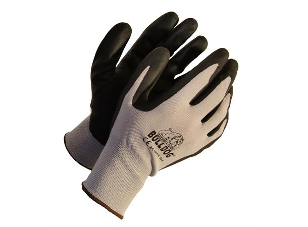 Bulldog monteringshanske, nitril Halvdyppet i nitrilskum, grå 