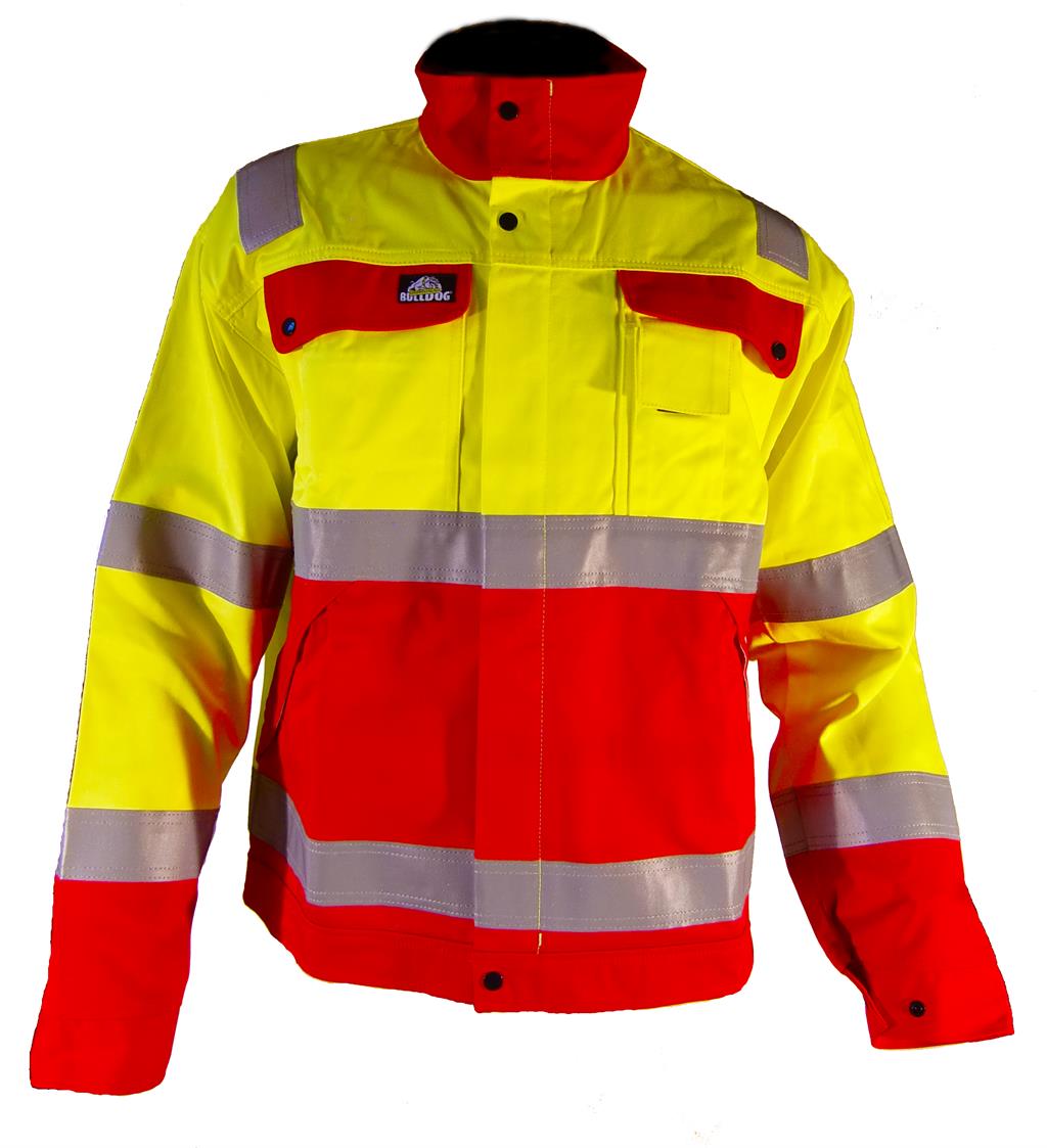 Jakke, Pyrox, gul/rød, str. XL Restparti Bulldog Protective Workwear AS