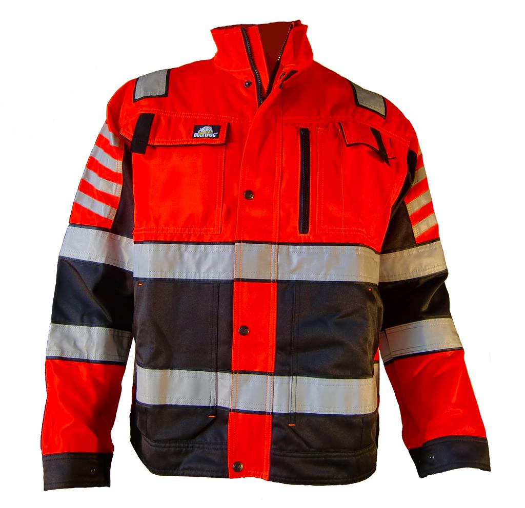 Bulldog jakke, rød/svart Synlighet kl.2 Bulldog Protective Workwear AS