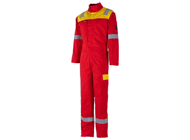 Bulldog kjeledress, rød/gul, str. 50 Flammehemmende og antistatisk 