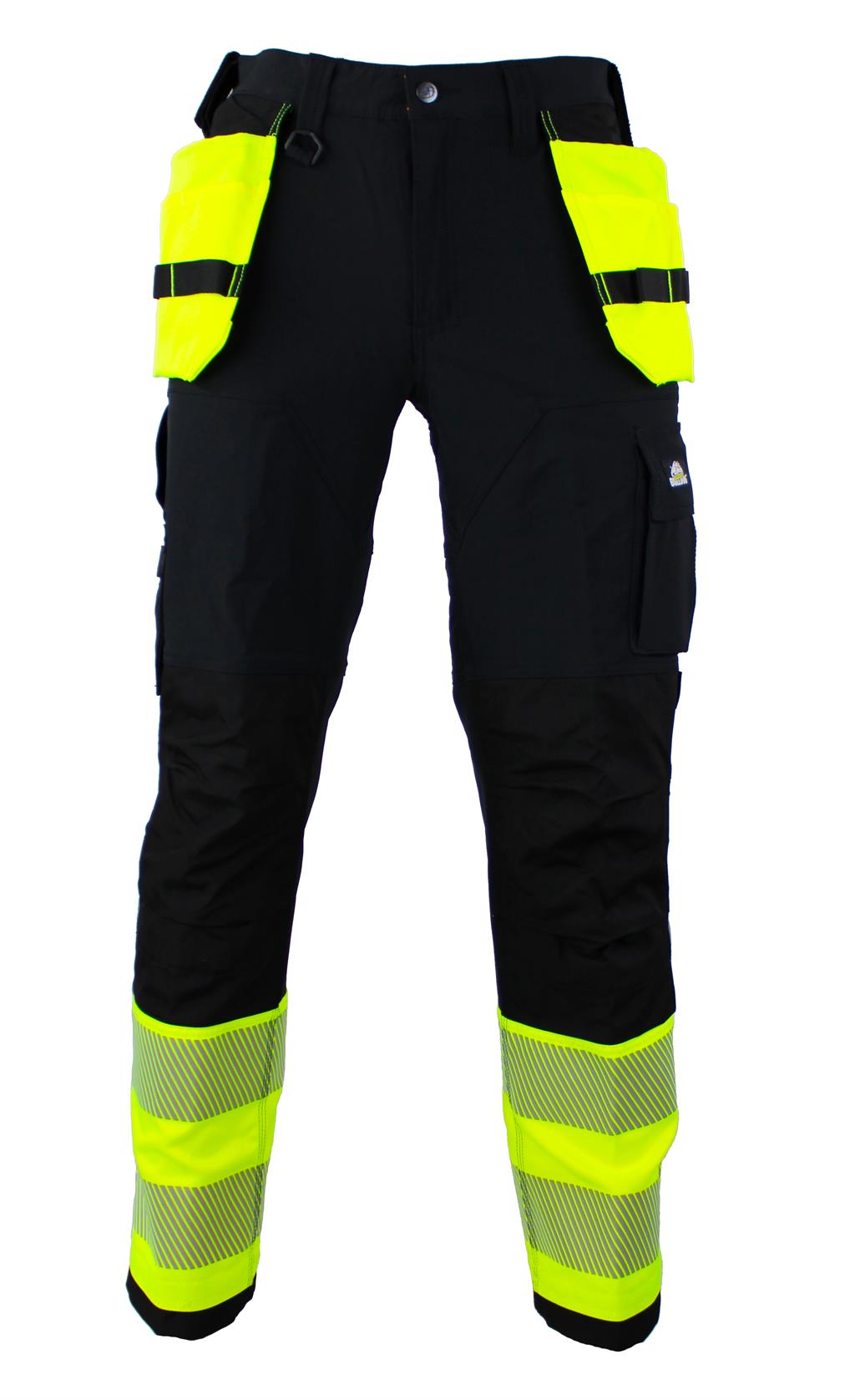 Bulldog stretchbukse, svart/gul Synlighet, ISO20471 kl. 1 Bulldog Protective Workwear AS