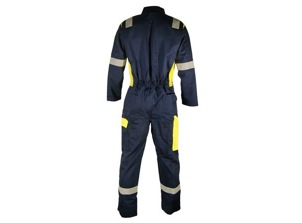 Bulldog kjeledress, blå/gul, str. 56 Med knapper, flammehemmende 