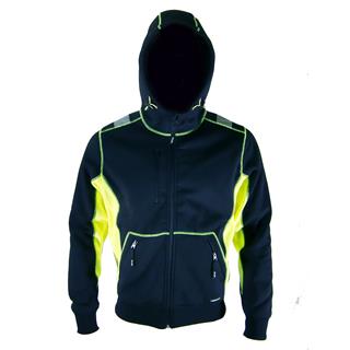 Bulldog hettejakke, svart/gul Fleece 320 gr/m2