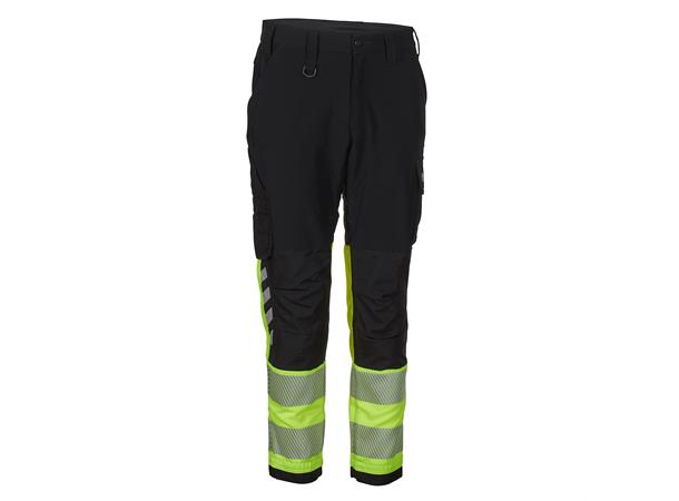 Bulldog stretchbukse, svart/gul, str. 42 Servicebukse, synlighet kl. 1 
