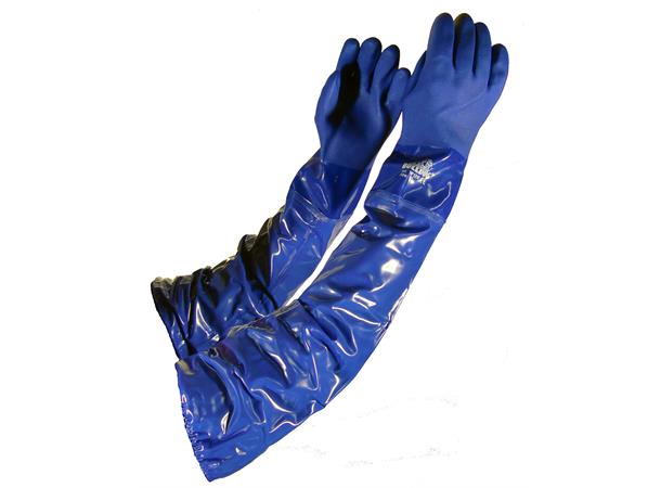 Bulldog vinylhanske, lang, str. 10 Blå farge, 70 cm lang 