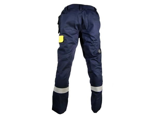 Bulldog bukse, blå/gul, str. 56 Flammehemmende, refleks 