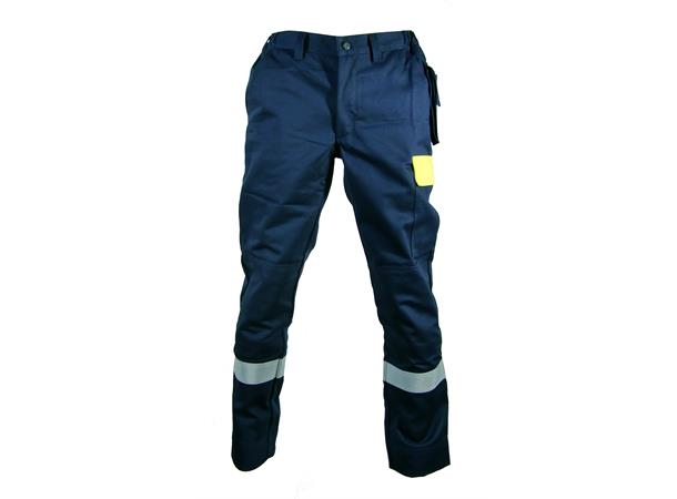 Bulldog bukse, blå/gul, str. 56 Flammehemmende, refleks 