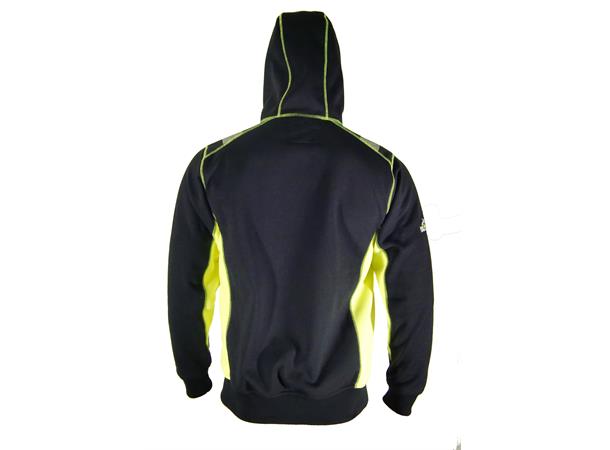 Bulldog hettejakke, svart/gul, str. M Fleece 320 gr/m2 