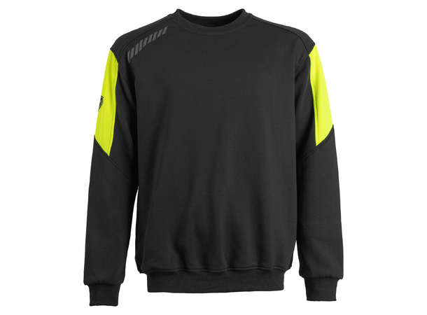 Bulldog BRAUT genser, svart/gul, XL 350 gr/m2 college-genser 