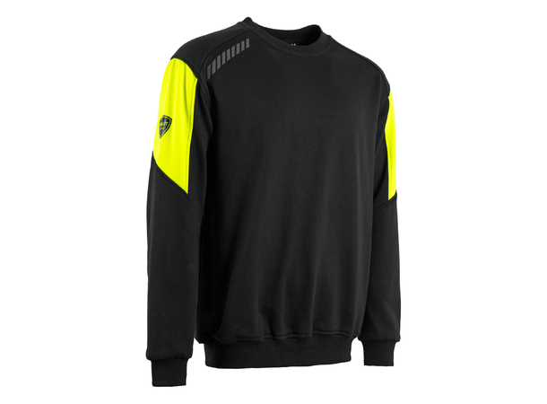 Bulldog BRAUT genser, svart/gul, XL 350 gr/m2 college-genser 