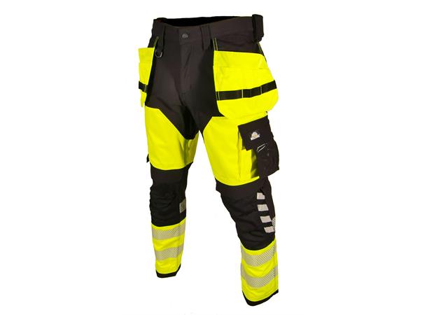 Bulldog håndverksbukse synl. Str. 60 ISO20471 kl. 1, gul/svart 