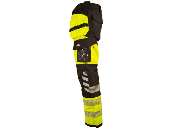 Bulldog håndverksbukse synl. Str. 60 ISO20471 kl. 1, gul/svart 