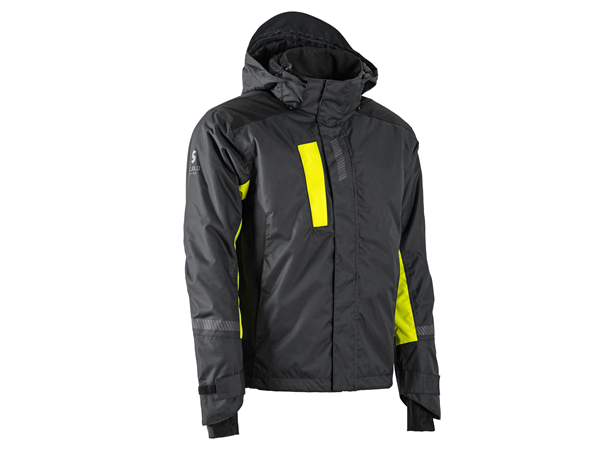 Bulldog SKJOLD 2.0 jakke, svart/gul, 4XL Vattert, vind- og vanntett 
