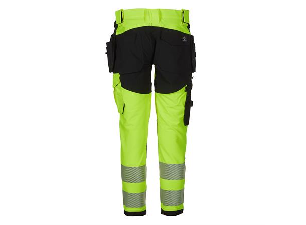 Bulldog stretchbukse, gul/svart, str. 42 Håndverkbukse, synlighet kl. 2 