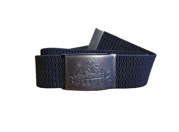 Bulldog belte, elastisk, nylon 110 cm, 35 mm bredt, m/stålspenne 