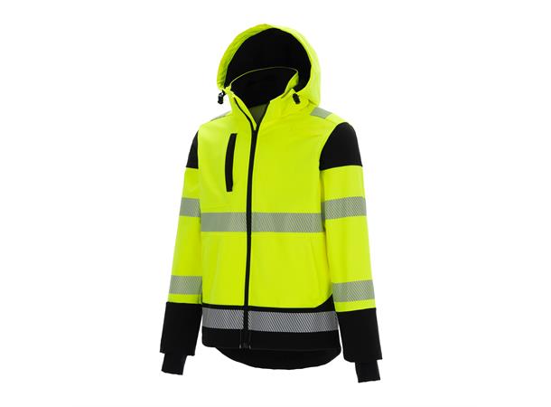 Bulldog softshelljakke, svart/gul, L Synlighet kl. 3 