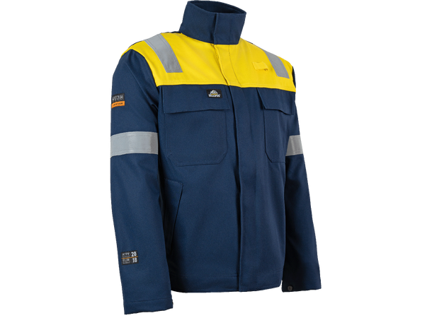 Bulldog jakke, blå/gul, str. L Multinorm 