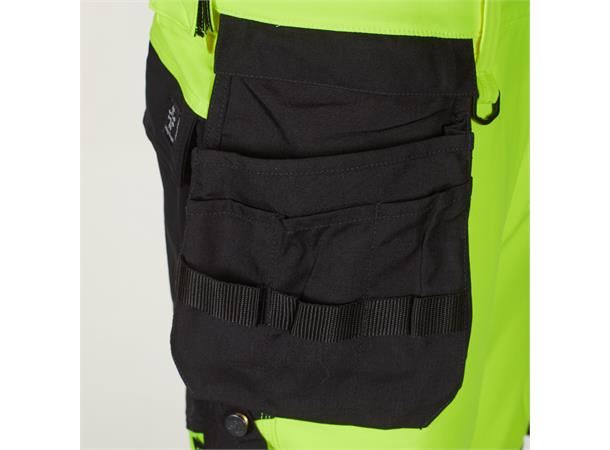 Bulldog stretchbukse, gul/svart, str. 44 Håndverkbukse, synlighet kl. 2 