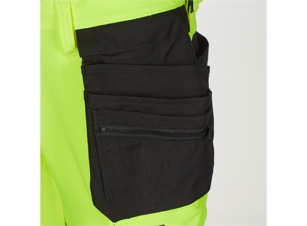 Bulldog stretchbukse, gul/svart, str. 44 Håndverkbukse, synlighet kl. 2 