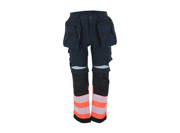 Wrks BISMUTH stretchbukse, rød/svart, 52 Synlighet kl. 1, avtagbare hengelommer 
