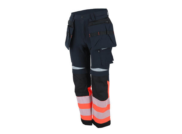 Wrks BISMUTH stretchbukse, rød/svart, 52 Synlighet kl. 1, avtagbare hengelommer 