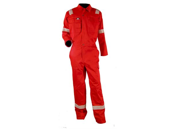 Bulldog kjeledress, rød, str. 48 Med knapper, flammehemmende 
